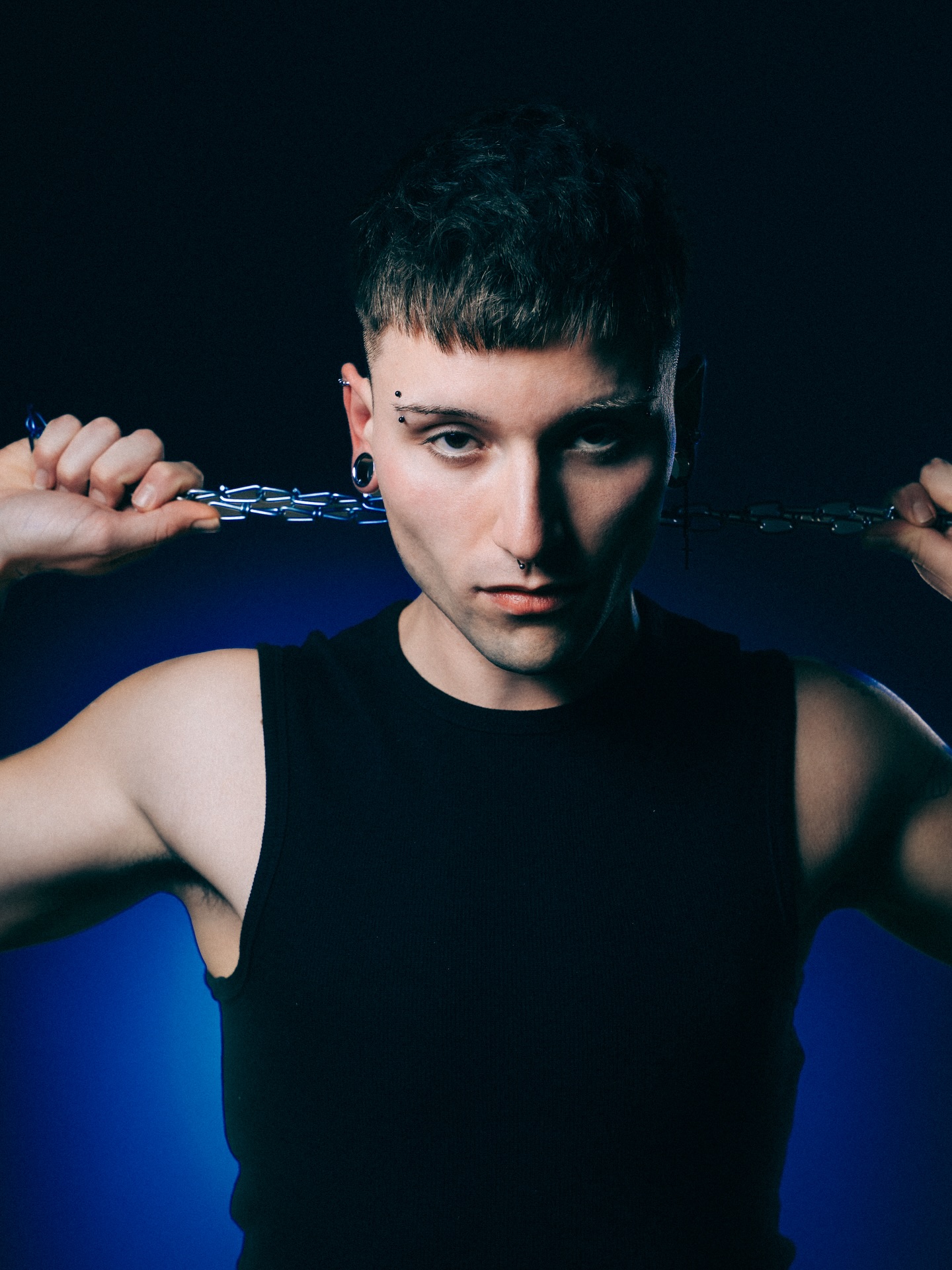 Lucius Light studio portrait in blue light