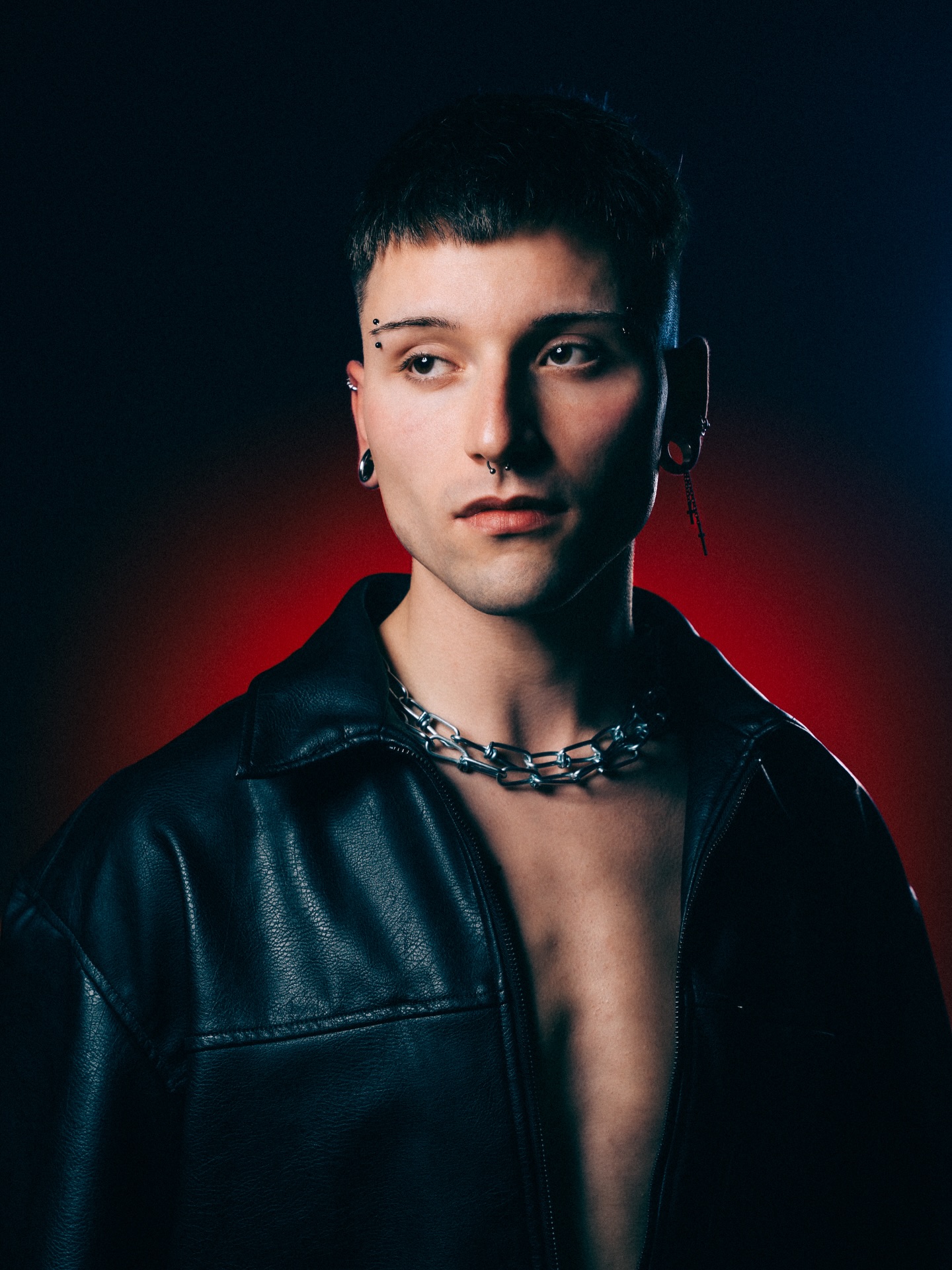 Lucius Light portrait in red and blue light